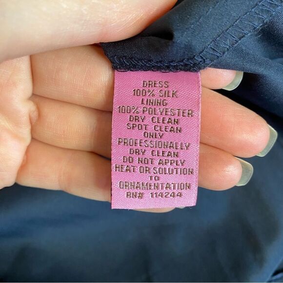 Eliza J. Blue Silk Charmeuse Beaded Dress 12 - Picture 8 of 9